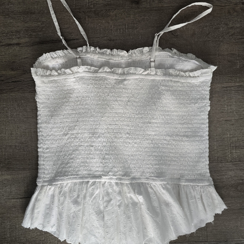 White Button-Down Ruffle Top - Picture 3 of 3